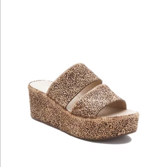 New! Matisse Struttin Natural Spot Wedge Sandal - Picture 2 of 9
